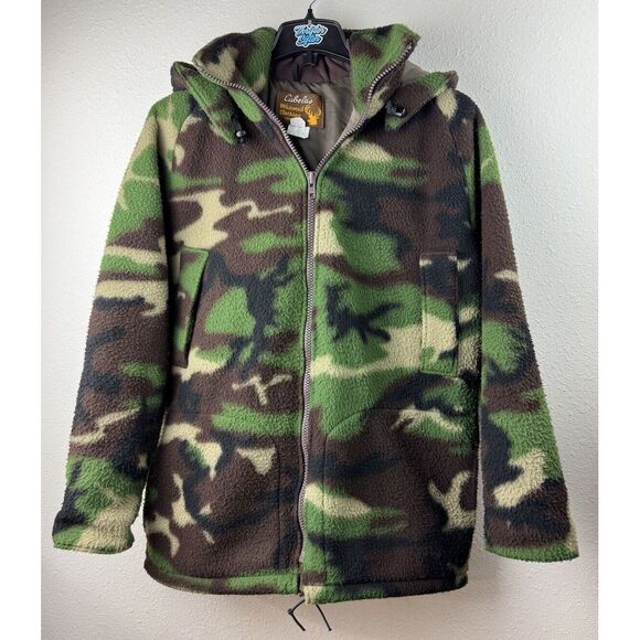 Cabelas Whitetails Men's Medium Camo Polar Fleece Hunting Jacket Zip Up - Picture 1 of 9